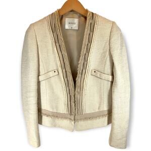 MOGG | XS | Cream Mixed Textured Delicate Chain Detailing Made in Italy Blazer